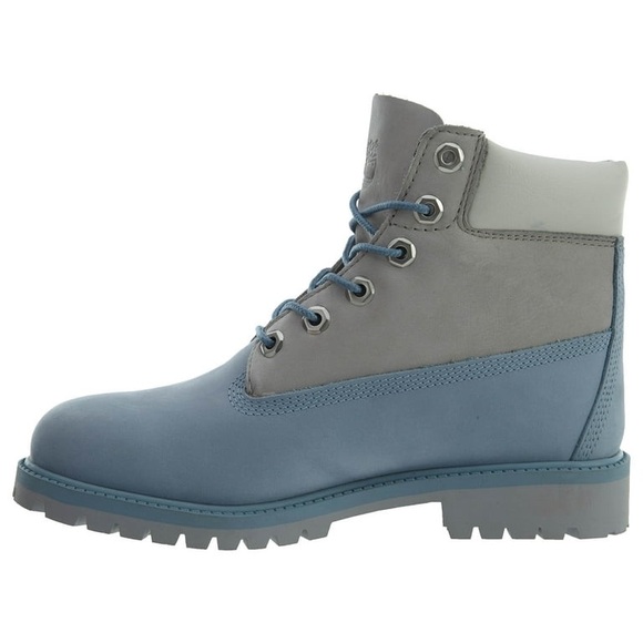 🆕Timberland Big Kids Size 2 Baby Blue and Grey Leather Boots - Picture 2 of 7
